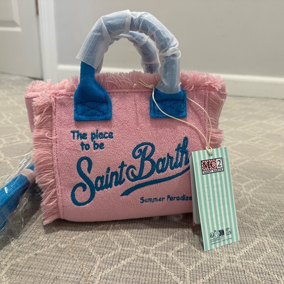 MC2 Saint Barth Handbags - MC2 Saint Barth Pink Tote with Blue Accents